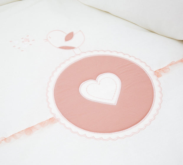 Set di biancheria per culla in cotone, 6 pezzi, Romantic Baby Bianco / Rosa, 80 x 130 cm (4)