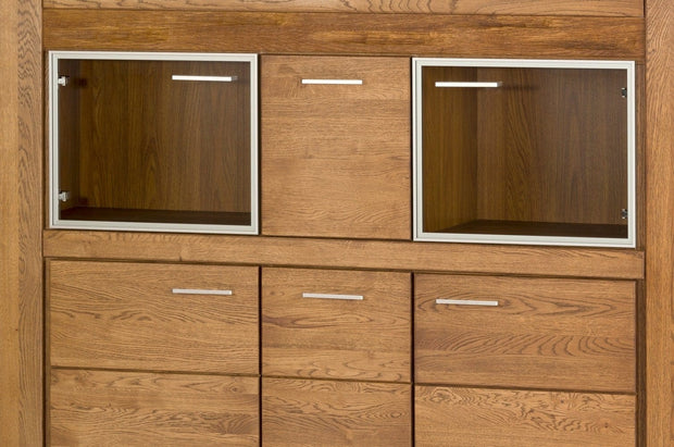Set di mobili da pranzo 5 pezzi in rovere rustico Velvet, impiallacciatura e paglia (2)