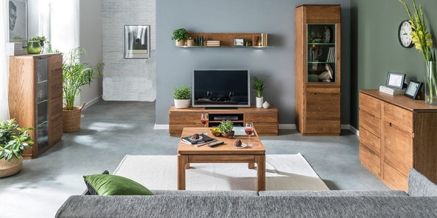 Set di mobili da soggiorno in legno e impiallacciatura, 6 pezzi Montenegro Oak Rustic