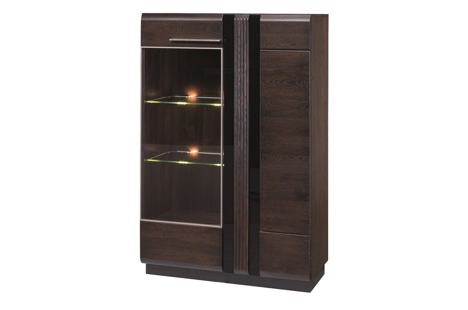 Set di mobili da soggiorno in legno, impiallacciato e legno, con LED incluso, 6 pezzi porte Oak Choco (1)
