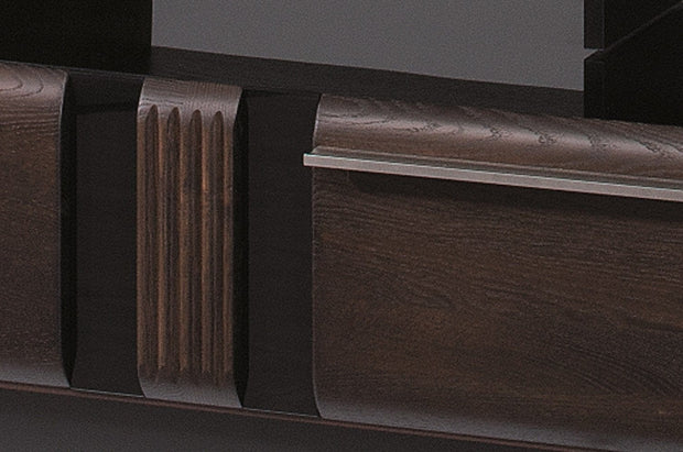Set di mobili da soggiorno in legno, impiallacciato e legno, con LED incluso, 6 pezzi porte Oak Choco (15)
