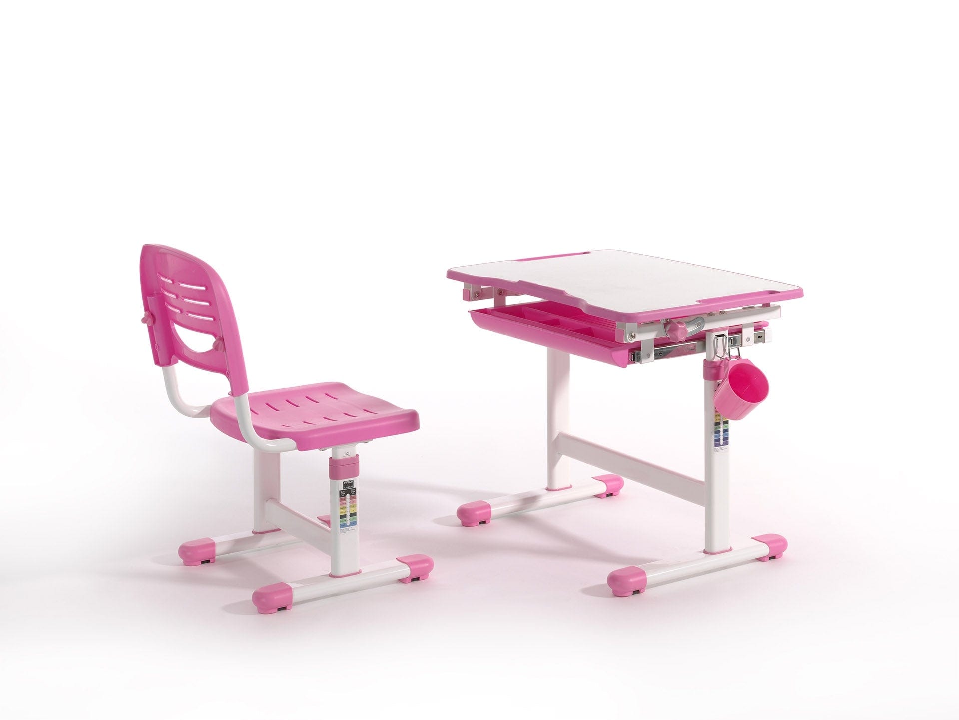 Set di scrivanie per bambini regolabili in altezza Comfortline, rosa, L66,4xL47,4xH54 cm