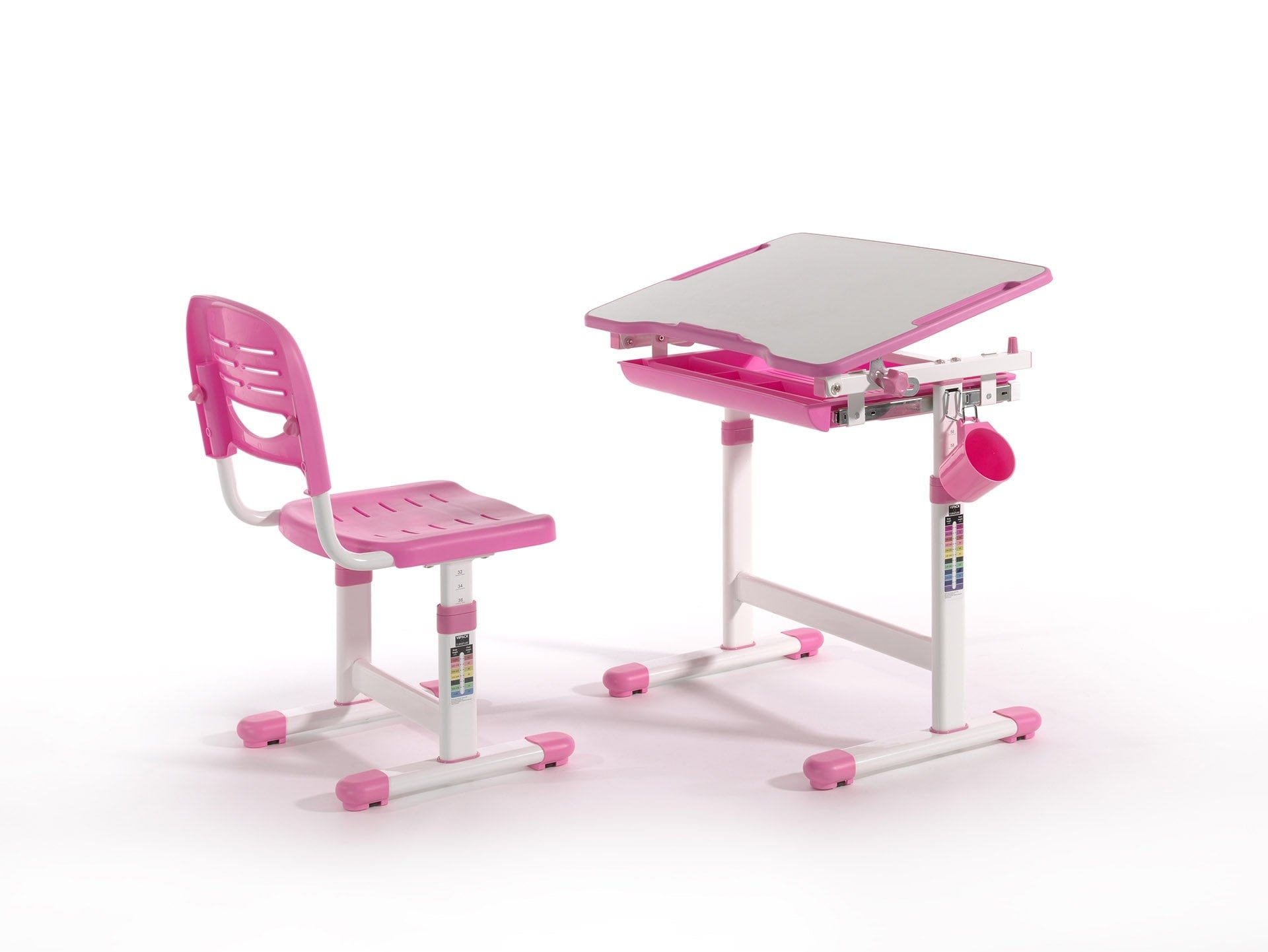 Set di scrivanie per bambini regolabili in altezza Comfortline, rosa, L66,4xL47,4xH54 cm (4)