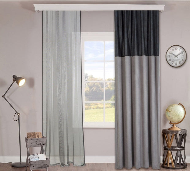 Set di tende e tendaggi per bambini Grigio metallizzato scuro / Nero
