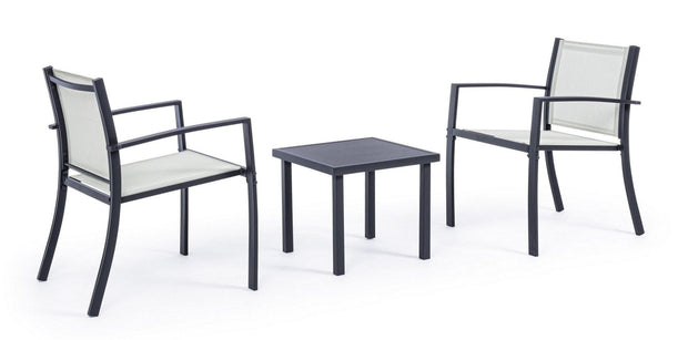 Set giardino con 2 sedie e tavolino da caffe Auri Antracite