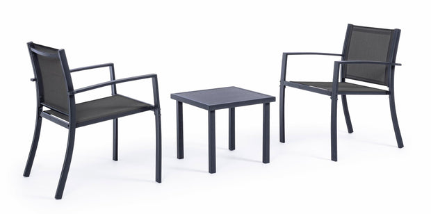 Set giardino con 2 sedie e tavolino da caffe Auri Antracite
