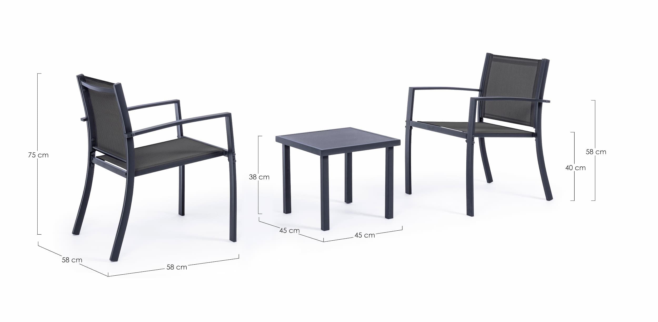 Set giardino con 2 sedie e tavolino da caffe Auri Antracite (6)