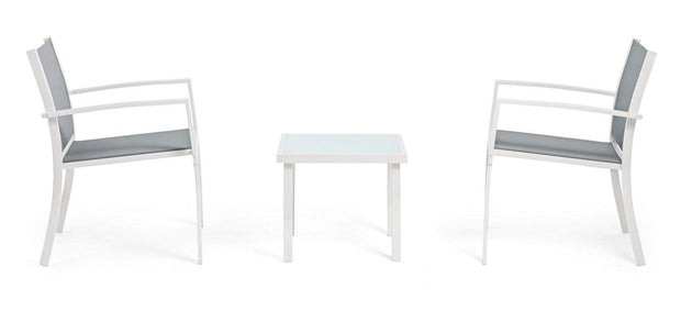 Set giardino con 2 sedie e tavolino da caffe Auri Bianco (2)