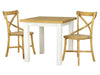 Signal Set masa din lemn de pin, Portos II Small Natural / Alb + 4 Scaune din lemn de pin, Lawrence Alb / Natural, L80xl80xH76 cm