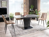 Signal Set masa extensibila din ceramica, sticla, MDF si metal, Brian Negru + 4 Scaune tapitate cu stofa si picioare metalice, Chase Velvet Bej / Negru, L120-160xl85xH76 cm