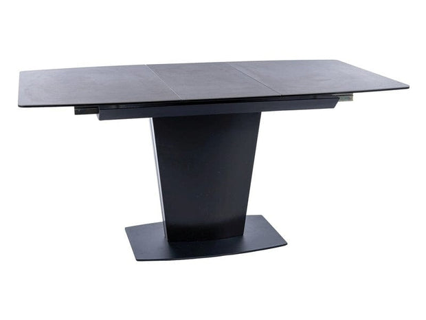 Signal Set masa extensibila din ceramica, sticla, MDF si metal, Brian Negru + 4 Scaune tapitate cu stofa si picioare metalice, Chase Velvet Bej / Negru, L120-160xl85xH76 cm
