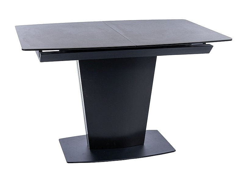 Signal Set masa extensibila din ceramica, sticla, MDF si metal, Brian Negru + 4 Scaune tapitate cu stofa si picioare metalice, Chase Velvet Bej / Negru, L120-160xl85xH76 cm