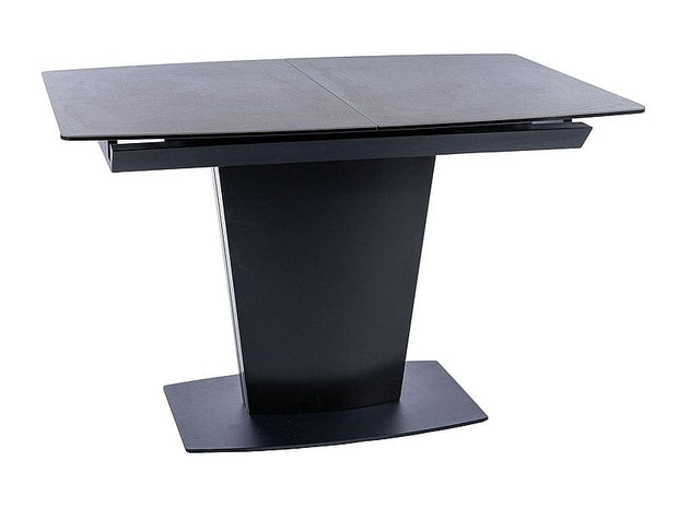Signal Set masa extensibila din ceramica, sticla, MDF si metal, Brian Negru + 4 Scaune tapitate cu stofa si picioare metalice, Chase Velvet Bej / Negru, L120-160xl85xH76 cm