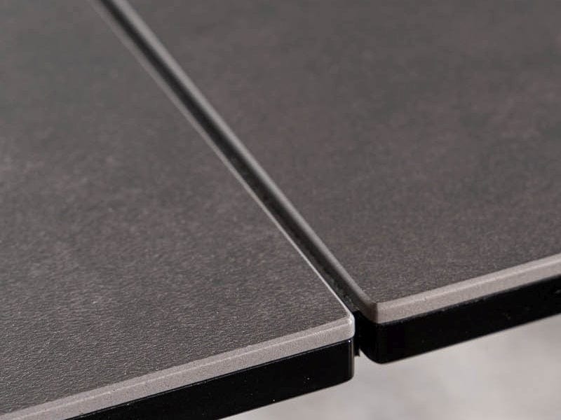 Signal Set masa extensibila din ceramica, sticla, MDF si metal, Brian Negru + 4 Scaune tapitate cu stofa si picioare metalice, Chase Velvet Bej / Negru, L120-160xl85xH76 cm