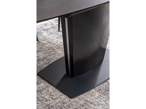 Signal Set masa extensibila din ceramica, sticla, MDF si metal, Brian Negru + 4 Scaune tapitate cu stofa si picioare metalice, Chase Velvet Bej / Negru, L120-160xl85xH76 cm