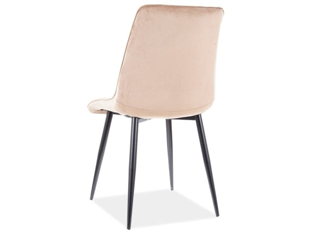 Signal Set masa extensibila din ceramica, sticla, MDF si metal, Brian Negru + 4 Scaune tapitate cu stofa si picioare metalice, Chase Velvet Bej / Negru, L120-160xl85xH76 cm