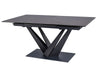 Signal Set masa extensibila din ceramica, sticla si metal, Sorin Negru + 6 Scaune tapitate cu stofa si picioare metalice, Lisbet Velvet Turcoaz / Negru, L160-220xl90xH76 cm
