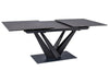 Signal Set masa extensibila din ceramica, sticla si metal, Sorin Negru + 6 Scaune tapitate cu stofa si picioare metalice, Lisbet Velvet Turcoaz / Negru, L160-220xl90xH76 cm