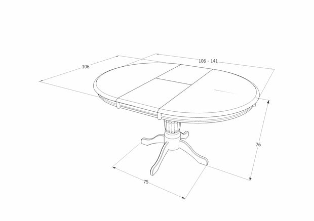 Signal Set masa extensibila din MDF, furnir si lemn, Onelia Nuc Inchis + 4 Scaune din lemn tapitate cu stofa, Main-SC Crem / Nuc Inchis, L106-141xl106xH76 cm