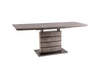 Signal Set masa extensibila din MDF si sticla, Leonid Gri / Negru + 4 Scaune tapitate cu stofa si picioare metalice, Chase Velvet Mustariu / Negru, L140-180xl80xH76 cm
