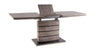 Signal Set masa extensibila din MDF si sticla, Leonid Gri / Negru + 4 Scaune tapitate cu stofa si picioare metalice, Chase Velvet Mustariu / Negru, L140-180xl80xH76 cm