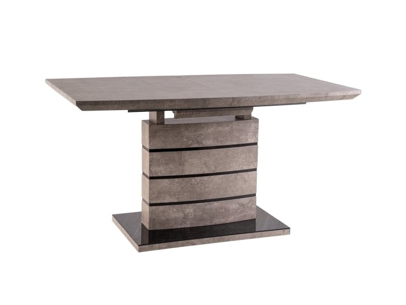 Signal Set masa extensibila din MDF si sticla, Leonid Gri / Negru + 4 Scaune tapitate cu stofa si picioare metalice, Chase Velvet Mustariu / Negru, L140-180xl80xH76 cm