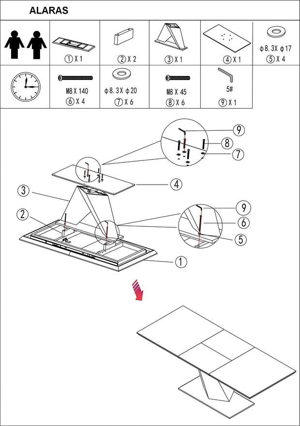 Signal Set masa extensibila din MDF, sticla si metal, Alric III Varnish Alb + 6 Scaune tapitate cu stofa si picioare metalice, Clyde Velvet Turcoaz / Negru, L160-220xl90xH75 cm
