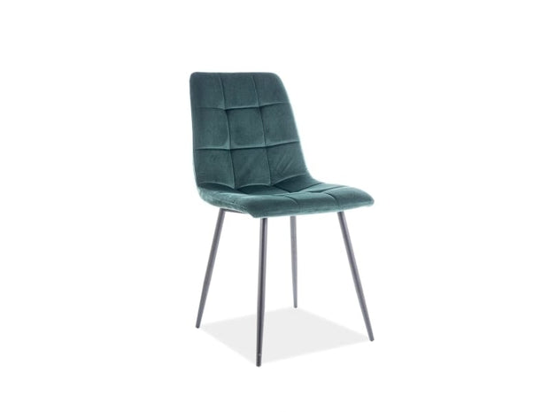 Signal Set masa extensibila din pal, Crosby Stejar Wotan / Alb + 4 Scaune tapitate cu stofa si picioare metalice, Miley Velvet Verde Inchis / Negru, L120-160xl80xH76 cm