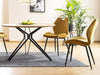 Signal Set masa rotunda din MDF, furnir si metal, Colson Stejar / Negru + 4 Scaune tapitate cu stofa si picioare metalice, Arben Velvet Mustariu / Negru, Ø120xH76 cm