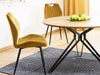 Signal Set masa rotunda din MDF, furnir si metal, Colson Stejar / Negru + 4 Scaune tapitate cu stofa si picioare metalice, Arben Velvet Mustariu / Negru, Ø120xH76 cm