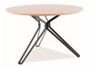 Signal Set masa rotunda din MDF, furnir si metal, Colson Stejar / Negru + 4 Scaune tapitate cu stofa si picioare metalice, Arben Velvet Mustariu / Negru, Ø120xH76 cm