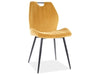 Signal Set masa rotunda din MDF, furnir si metal, Colson Stejar / Negru + 4 Scaune tapitate cu stofa si picioare metalice, Arben Velvet Mustariu / Negru, Ø120xH76 cm