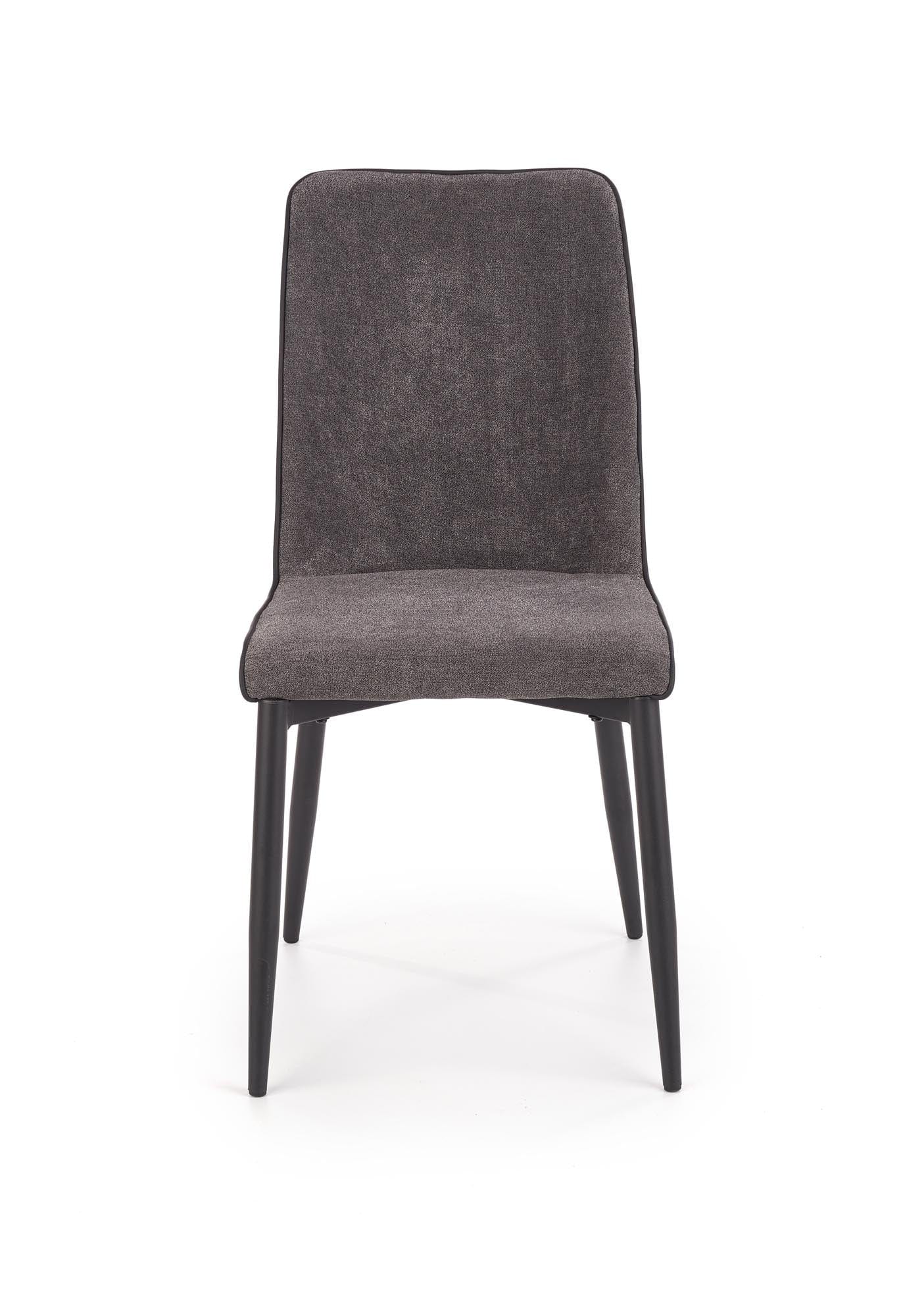 Halmar Set masa rotunda din MDF si metal Ember Negru / Auriu + 4 scaune tapitate cu stofa si piele ecologica Kai-368 Gri inchis / Negru, Ø120xH75 cm