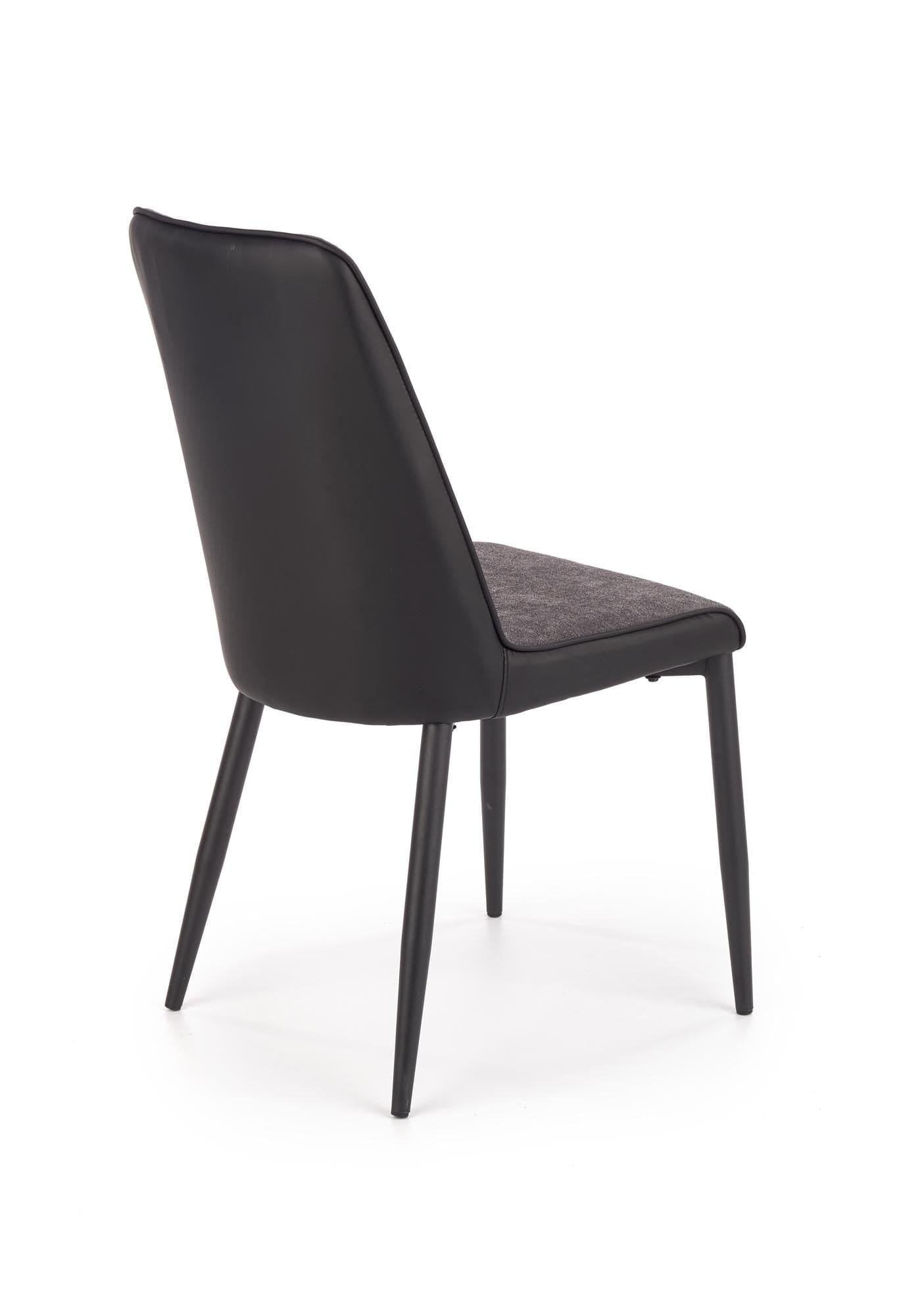 Halmar Set masa rotunda din MDF si metal Ember Negru / Auriu + 4 scaune tapitate cu stofa si piele ecologica Kai-368 Gri inchis / Negru, Ø120xH75 cm
