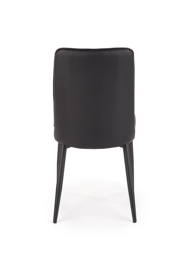 Halmar Set masa rotunda din MDF si metal Ember Negru / Auriu + 4 scaune tapitate cu stofa si piele ecologica Kai-368 Gri inchis / Negru, Ø120xH75 cm