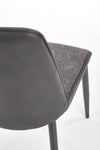 Halmar Set masa rotunda din MDF si metal Ember Negru / Auriu + 4 scaune tapitate cu stofa si piele ecologica Kai-368 Gri inchis / Negru, Ø120xH75 cm
