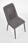 Halmar Set masa rotunda din MDF si metal Ember Negru / Auriu + 4 scaune tapitate cu stofa si piele ecologica Kai-368 Gri inchis / Negru, Ø120xH75 cm