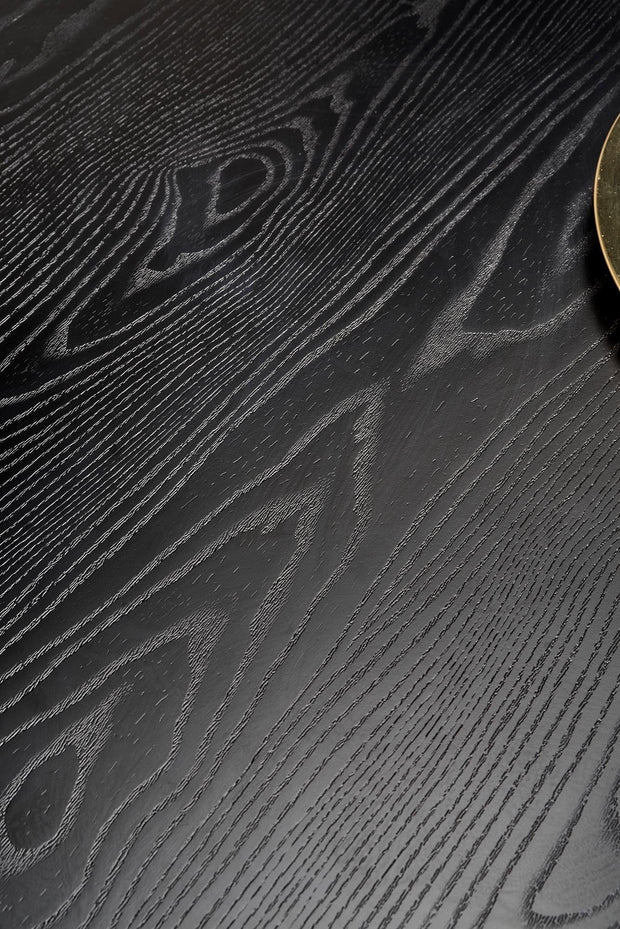 Halmar Set masa rotunda din MDF si metal Ember Negru / Auriu + 4 scaune tapitate cu stofa si piele ecologica Kai-368 Gri inchis / Negru, Ø120xH75 cm