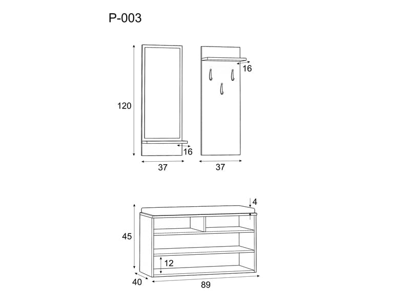 Set mobile da ingresso 3 pezzi Peer-003 Quercia (2)