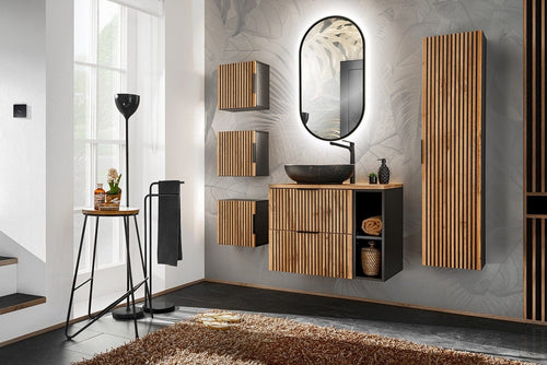 Set mobili da bagno 80 cm Xilo Quercia, 9 pezzi
