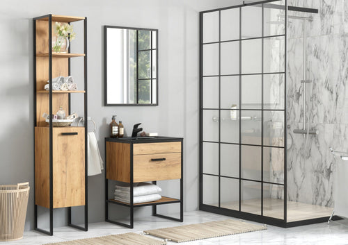 Set mobili da bagno Brooklin Quercia, 4 pezzi