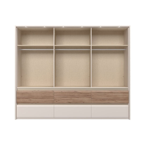 Set mobili per camera da letto in legno chiaro e MDF, con letto 200 x 160 cm, 6 pezzi, Invictus P66-6OG/IC Grigio/Crema/Rovere tabacco (11)