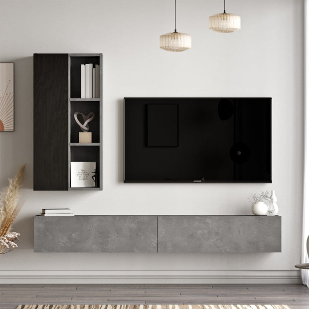Set mobili soggiorno Luvio LV10-RL Grigio, 2 pezzi