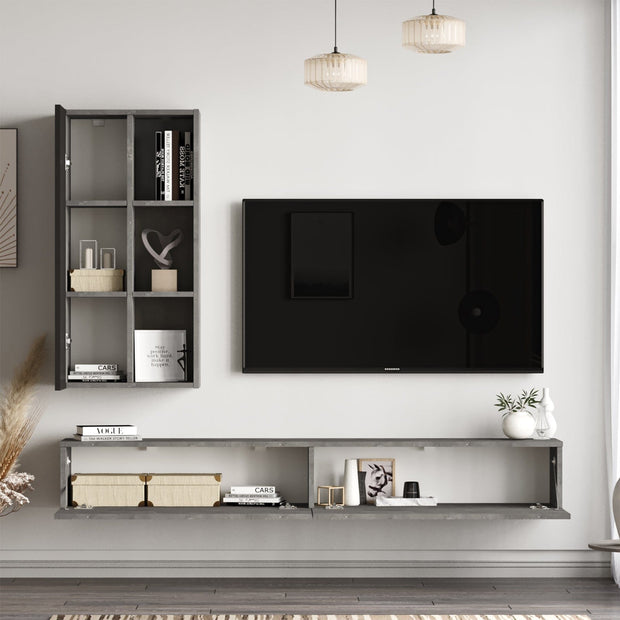 Set mobili soggiorno Luvio LV10-RL Grigio, 2 pezzi (1)