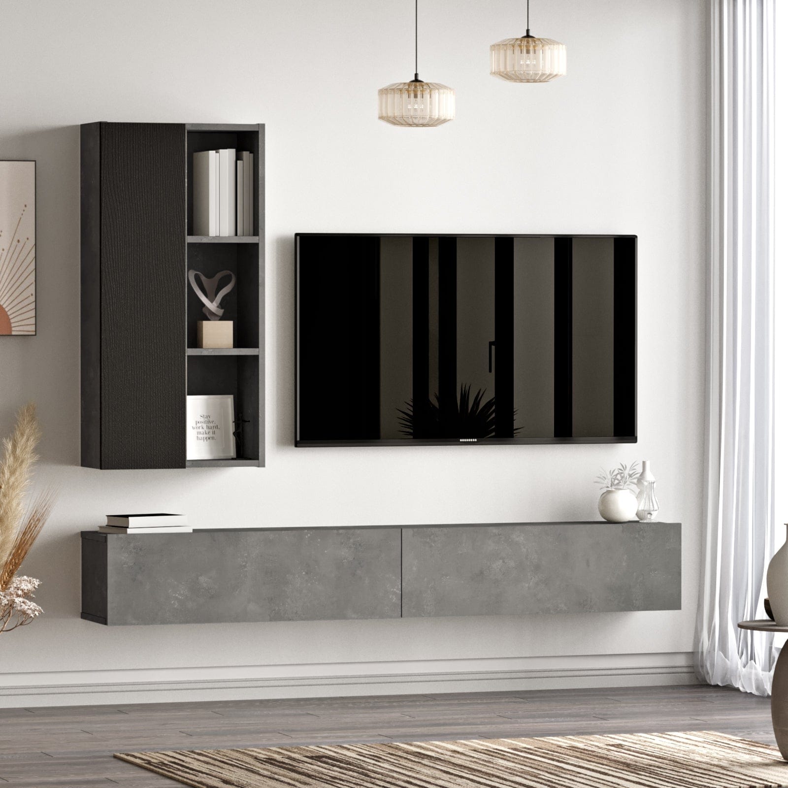 Set mobili soggiorno Luvio LV10-RL Grigio, 2 pezzi (2)