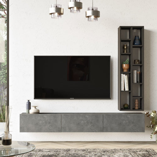 Set mobili soggiorno Luvio LV9-RL Grigio, 2 pezzi