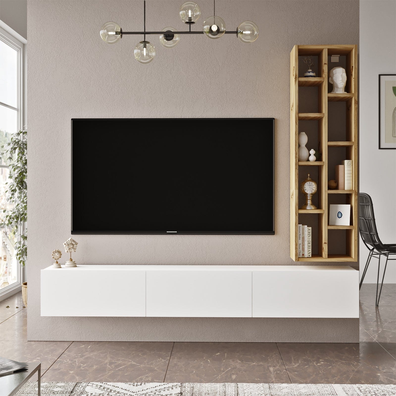 Set mobili soggiorno Luvio LV9-WK Bianco, 2 pezzi