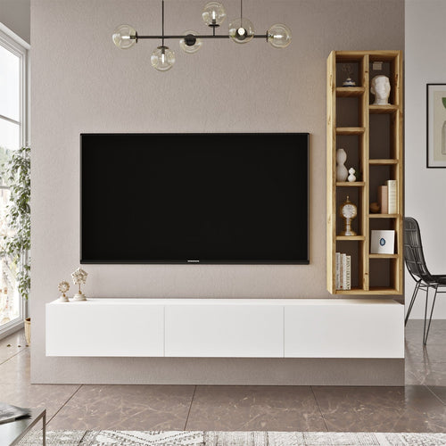 Set mobili soggiorno Luvio LV9-WK Bianco, 2 pezzi