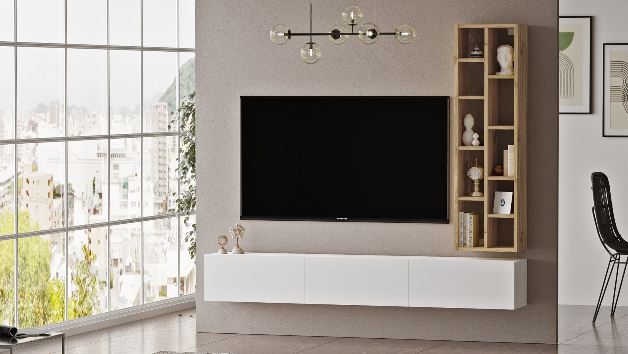 Set mobili soggiorno Luvio LV9-WK Bianco, 2 pezzi (3)