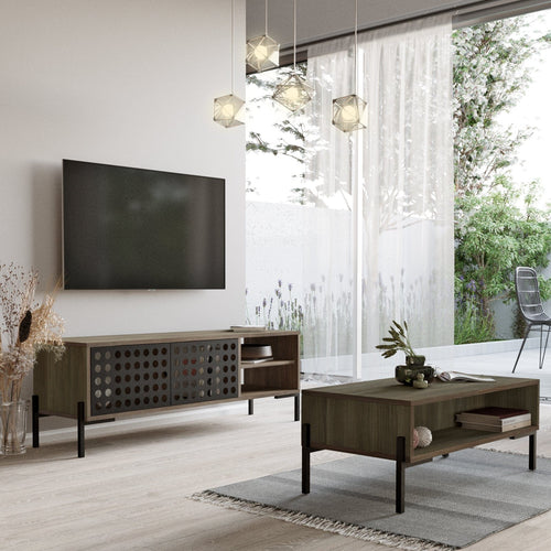 Set mobili soggiorno Neo NE5-CU Marrone, 2 pezzi